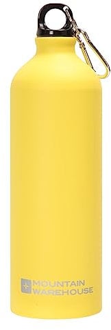 Mountain Warehouse 1L Metallic Bottle with Karabiner - Metallic Finish Water Bottle Yellow