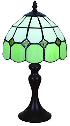 Tokira Vintage Tiffany Tischlampen Grün 8 Zoll, E14 Tiffany Tischlampe Antik Original, Glasmalerei Lampen MediterraneSchlafzimmer Nacht Lampenschirme Wohnzimmer(Ohne Glühbirnen)