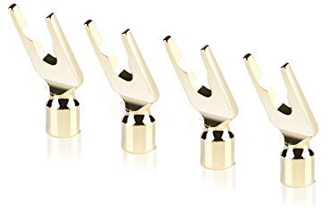 SKW Convertible Connector Gold Plated Speaker Spade Plugs 2 pair (4 pcs)