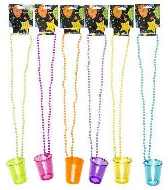 COOLMP Lot de 3 - Collier perles avec verre shooter fluo mix