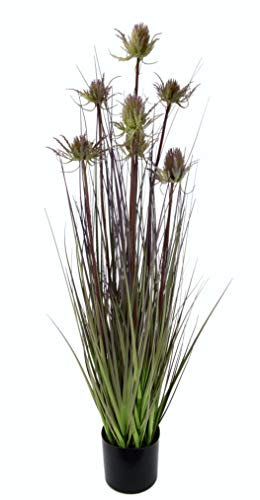 Künstlicher Gras-Busch mit Distel Kunstblume Kunstpflanze Kunstgras Dekogras Grasbüschel Solitärgras Ziergräser Grünpflanze Dorn Wilde Beeren Hochzeit Party
