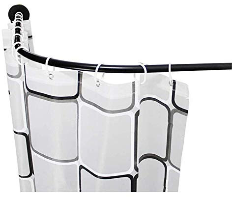 HNCS Barra para Ducha Curva En Tipo L Extensible RaíL para Cortina Ducha Esquina Sin Taladro,Varilla De Cortina De Acero INOX para Un Plato De Ducha En Un RincóN,60 to 90 x 80 to 130cm
