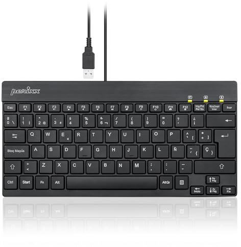 Perixx PERIBOARD-426 Mini Teclado de Perfil bajo con Cable USB, Negro, Layout Español