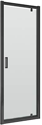 Nuie SQPD80BP Rene | Modern Bathroom 6mm Toughened Safety Glass Reversible Pivot Shower Enclosure Door, 800mm, Satin Black