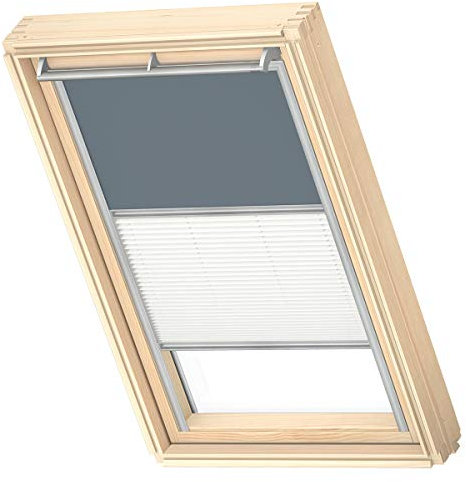 VELUX Original Dachfenster Duo Verdunkelungsrollo für UK08, Blaugrau, mit Grauer Führungsschiene