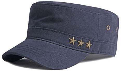 QICHEN Flat Baseball Caps Herren Army Military Cap Cotton Sport Sonnen Kappe Armee mütze (Blau)