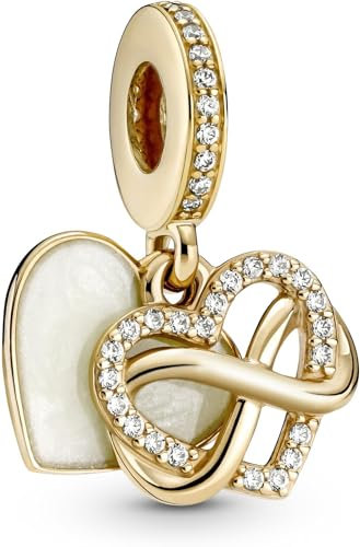 Pandora Charm Anhänger Unendliches Herz 14k Gold, Zirkonia, Emaille 759516C01