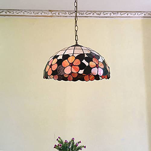 LED Esszimmer Hängelampe Vintage Pendelleuchte Tiffany Antik E27 Esstisch Pendellampe Blumen Design Küchenlampen Wohnzimmerlampe Hängeleuchte Schlafzimmer Loft Cafe Bar Glasmalerei Lampenschirm (30cm)