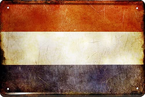 WOGEKA ART Retro Blechschild - Niederlande The Netherlands Holland Fahne Flagge - witziger Spruch als Geschenk-Idee Geburtstag Weihnachten Deko 20x30 cm Vintage-Design Metall 1490