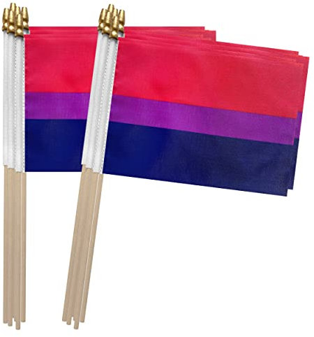 TSMD Bisexual Bi Pride Stick-Flagge, klein, LGBT, Handflaggen, 12 x 20 cm, 12 Stück