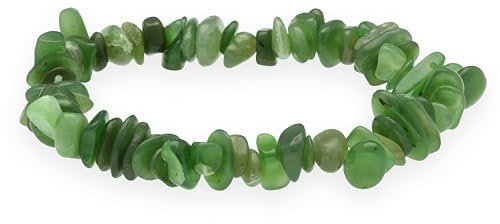 Lebensquelle Plus Nephrit Jade Splitterarmband | Handgefertigtes Elastisches Stretch Splitter Armband | Echter natürlicher Edelstein (Nephrit Jade)