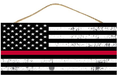 Dünne rote Linie Feuerwehr-Fahne, Heimdekoration, hängendes Wandschild, Dekoration, Geschenk für Feuerwehrmann FD