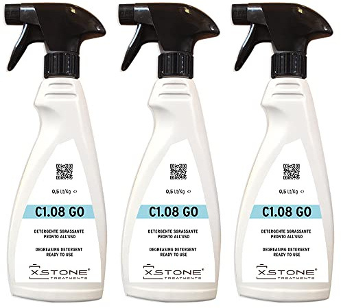 Ready-to-use degreasing detergent for DEEP CLEANING OF KITCHEN/BATHROOM TOP, natural stone TABLES, etc. Pack 3 x 0.5 liter SPRAY