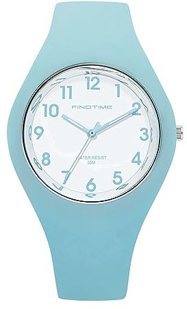 findtime Montre pour Femme Silicone Montre Sportif avec Bracelet en Silicone Analogique Quartz Montre Etanche jusqu'à 5 ATM
