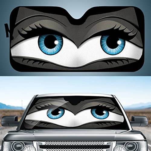 Hixingo Auto Frontscheibe, Sonnenschutz für Windschutzscheibe, 3D Auge Motiv Frontscheibenabdeckung, Faltbares Design Auto Sonnenschutz, UV-Schutz, für meisten Autos (grau)