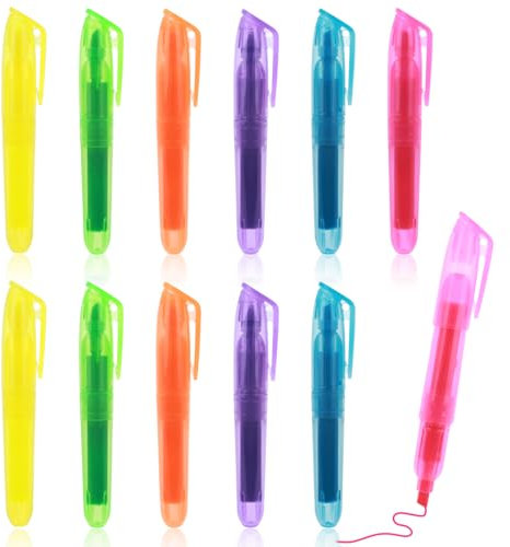 cobee Mini Textmarker Set, 12 Stück Meißelspitze flüssige Textmarker helle Graffiti Marker Schreibwaren Geschenk für Kinder und Erwachsene
