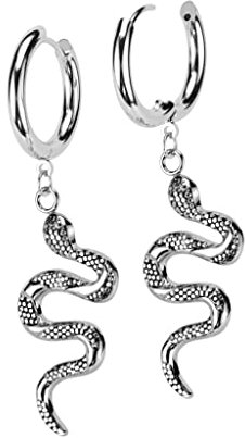 beyoutifulthings 1 Paar Damen Creolen Ohr-Hänger Schlangen-Anhänger Ohr-ringe Ohr-stecker Ohringe Silber