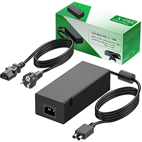 Alimentation pour Xbox One, 【dans Le Monde Entier】 AC Adaptateur Secteur Brique Bloc Chargeur Kit de Remplacement de Câble pour Xbox One Console, 100-240V Tension