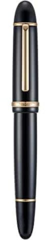 Jinhao X159 Black Acrylic Fountain Pen, Size 8 Extra Fine Nib Gold Trim Classic Design Smooth Writing Pen with Converter and Pen Bag
