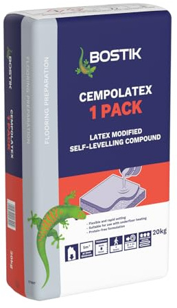 Bostik Cempolatex 1 Pack 20kg - Latex Modified Self - Levelling Compound | Protein-Free & Flexible - Fast-Setting Floor Smoother - Ideal for Underfloor Heating
