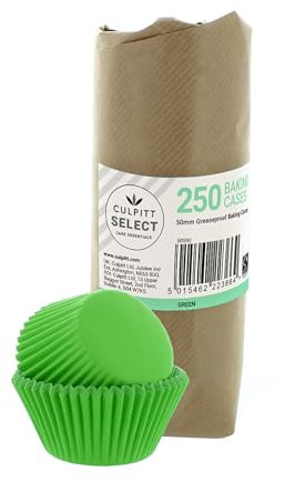 Culpitt Select Green Baking Cases, Greaseproof Paper Baking Cups, 50mm Cupcake Cases - Extra Large Pack of 250