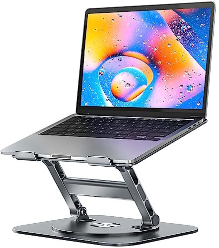 MCHOSE Laptop Stand for Desk, H-Design Computer Laptop Holder, Ergonomic Laptop Riser with 360° Rotating Base, Adjustable Laptop Stand Compatible with MacBook Pro/Air, All 10-17” Laptops, Grey