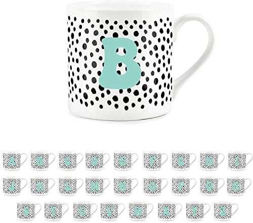 Purely Home Letter Initial Personalised Mugs - Spotty Alphabet Bone China Coffee/Tea Cups (B)