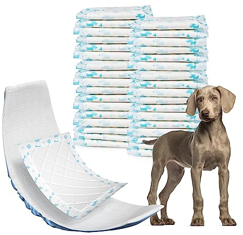 Pet Soft Dog Diaper Liners - 50 Count Disposable Dog Nappy Liners, Booster Pads for Male Female Dogs, Super Absorbent Dog Inserts Pads for Dog Nappies (Blue Bone, L-50)