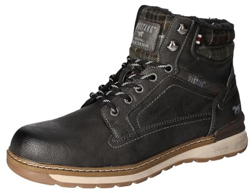 MUSTANG Herren Stiefelette Schnürboot Warmfutter gepolsterter Schaft 4141-610, Größe:42 EU, Farbe:Schwarz