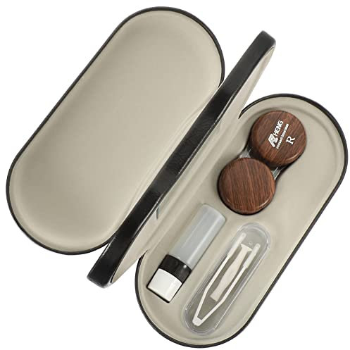 Healifty Reisekit Kontakt- Brillenetui Doppelseitiges Dual-Use-Design 2 In 1 Kontaktlinsen-Etui Mit Spiegel-Pinzetten-Entferner Für Männer & Dunkelbraun Doppelseitiges Brillenetui