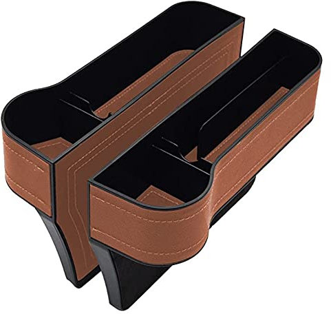 yufana 2 Stück Auto-Aufbewahrungsbox, Car Seat Organizer Front Seat, Car Seat Slot Storage Box Storage Box Supplies Car Stuff, Zur Aufbewahrung Von Schlüsseln, Karten, Geldbörsen, Münzen(Braun)