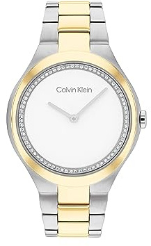 Calvin Klein, Admire 25200366 Damenuhr aus Edelstahl mit hellgoldenem Zifferblatt, zweifarbig