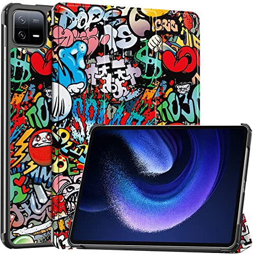 XITODA Coque pour Xiaomi Pad 6/Xiaomi Pad 6 Pro 2023, Smart Cover en Cuir Protection avec Fonction Stand pour Xiaomi Pad 6/6 Pro 11 Pouces Tablette, Graffiti