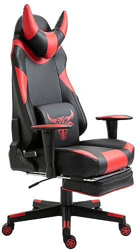 Vinsetto IE Located High-Back Gaming Chair, Racing Style Gamer Chair, Faux Leather Computer Chair with Footrest, Wheels, Red