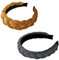 DabbOo 2 Stück Twist-Stirnband Stilvolles Geflochtenes Plüsch-Stirnband Haarreifen Damen Elegant Haarband Breit Einfarbig Weich Niedlich Haarschmuck für Reisen, Dating(Grau und Braun)