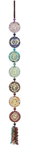 KLUFO Chakra Stein Hängende Dekorationen 7 Chakra Symbole Heilung Kristalle Hängende Quasten Hängende Garderobe Yoga Meditation Fenster Auto Kristall Dekorationen Home Interior Weihnachtsdekorationen