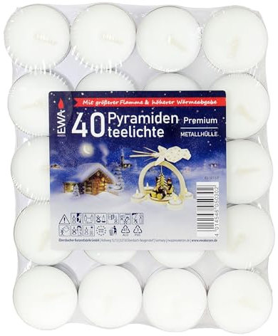 Pyramiden-Teelichte Premium Ø 39x17mm Teelichter im Blockpack a, 40Stück (3)