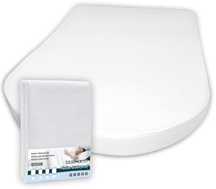 Dexitex - Molton Matratzenschoner mit Wasserschutz für Queensbett (150-160cm x 190-210cm) für Wohnmobil oder Wohnwagen - Queensbett Matratze -Oeko-TEX - Baumwolle, Weiß