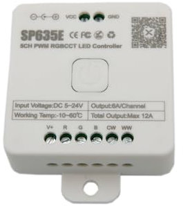 RGB CCT COB LED Licht,24V 5 in 1 840LEDs/m RGB WW+CW COB-LED-Streifen,Dual Weiß 2700K-6500K Farbtemperatur einstellbar,FCOB RGBW COB-Band für Party,Theke,Regal,Heimdekoration (SP635E Controller)
