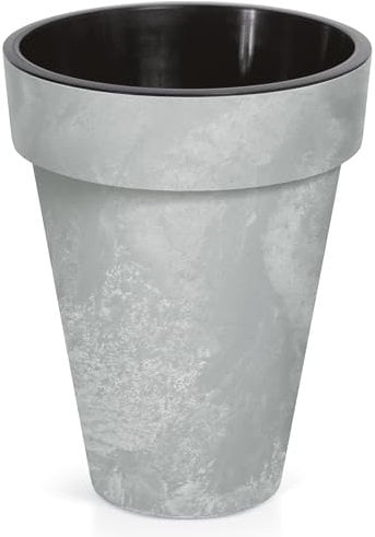 Annastore Pflanzkübel in Beton-Optik wetterfest aus Kunststoff mit Innentopf Ø 35,5 cm/H 44 cm - Pflanztopf - Blumentopf - Pflanzgefäß aus Kunststoff Größe Cube mit Innentopf - Ø 35,5 cm/H 44 cm