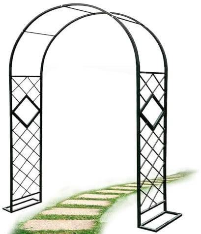 Rosenbogen Rankhilfe Pergola-Laube aus Metall, großer Gartenbogen und Lauben, Für Kletterpflanzen, Hinterhof-Rasen-Terrassen-Laube Party-Dekoration, Pergola Rankgitter ( Farbe : Schwarz , Größe : W340