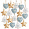 Logbuch-Verlag 18 kleine Weihnachtsanhänger blau Gold weiß Weihnachtsbaumschmuck Metall Baumschmuck Mint 4 cm