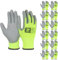 HANDLANDY 12 Paar PU-beschichtetes Nylon, schwarz, schützende Arbeitshandschuhe, rutschfeste, flexible Handschuhe für Bau, Lager, Gartenarbeit (Hi-Vis Gelb, XL)