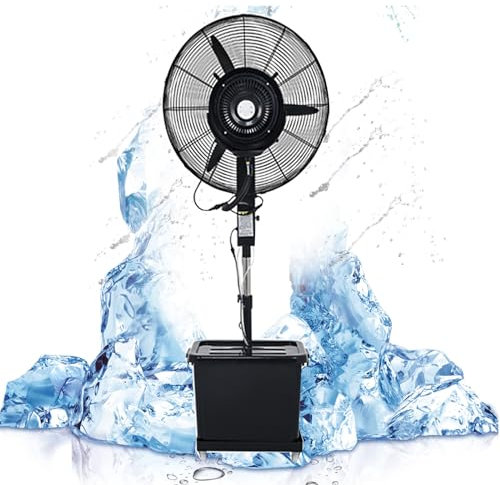 JCSRYD Misting Fans for Outside Patio Outdoor Misting Fan, Outside Pedestal Cooling Fan 3 Speeds, 90° Oscillation, 42L Water Tank, Automatically Add Water (Color : B 220V, Size : 61cm/24in)