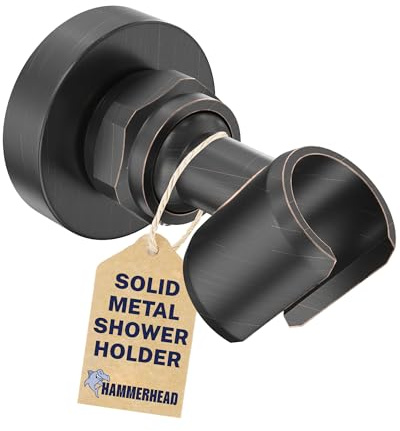HammerHead Showers® Handbrausehalter aus Metall – Ölgeriebene Bronze – verstellbare Schraubmontage Duschstabhalter Pivot Ball – Brauseschlauchhalter, passend für die meisten Handbrausen