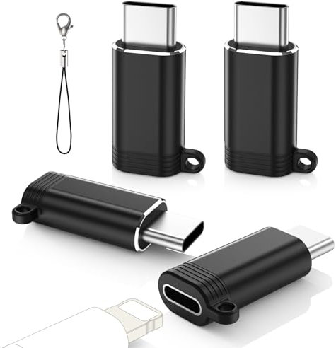 MoKo Lightning Buchse auf USB C Stecker Adapter 4 Pack, Adapter Lightning auf USB C für iPhone 16/15 Pro Max Plus, iPad Air, Samsung, iPhone auf USB C Adapter aufm Laden, Nicht für Audio/OTG, Schwarz