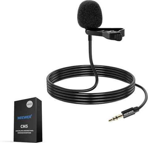 Neewer Microfono Lavalier da Bavero Compatibile con Rode Wireless GO II 2 DJI Wireless Transmettitori Mic, Lav Mic a Clip Cablato a Condensatore Omnidirezionale per Palcoscenico YouTube Diretta, CM5