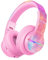 iClever Bluetooth Kinder Kopfhörer, Farbige LED-Leuchten, Kinderkopfhörer Over Ear mit 74/85dBA Lautstärkebegrenzung, 85 Stunden Spielzeit, Bluetooth 5.2, eingebautes Mikrofon, Tie-dye Rosa