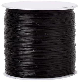 60 Metri Filo Elastico Nylon per Braccialetti 0.6mm, Collane, Perline, e Creazione di Gioielli Vari Colori (NERO)