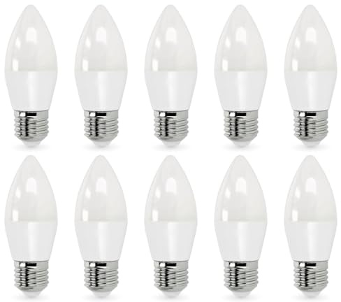 ekobi Satz mit 10 Glühbirnen LED-Kerzenbirne SW 8,5W E27 180 Grad Kerzenlampe, Glühbirne Kerze 806lm (Neutralweiß 4000K)